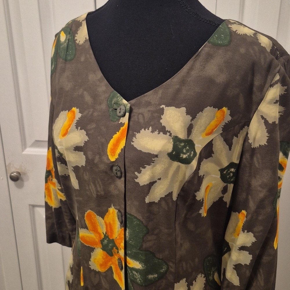 NWT JOLIBEL Green floral print V-Neck Maxi dress - 8 - Picture 3 of 8
